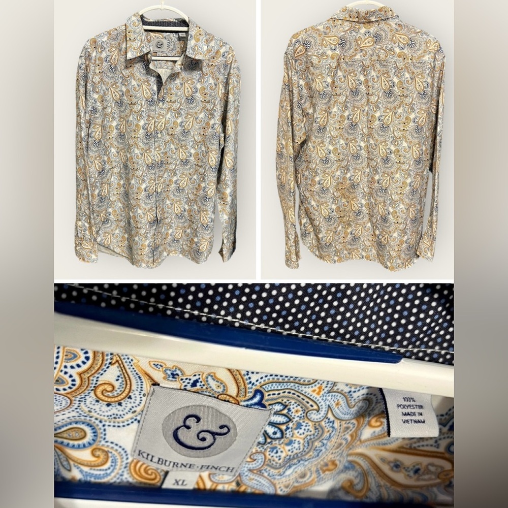 Kilburne & Finch Paisley Men's Button Up Shirt Bundle Size XL - Picture 3 of 4